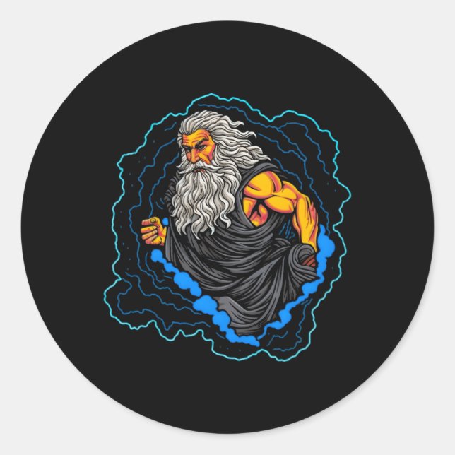 God Zeus Father Of Ares And Athena Classic Round Sticker (Front)