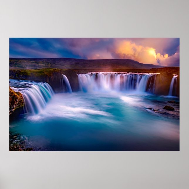 Godafoss Waterfall, Iceland Beautiful Landscape Poster (Front)