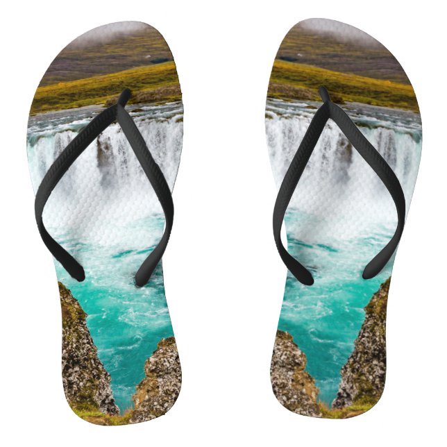 Godafoss waterfall, Iceland Flip Flops (Footbed)