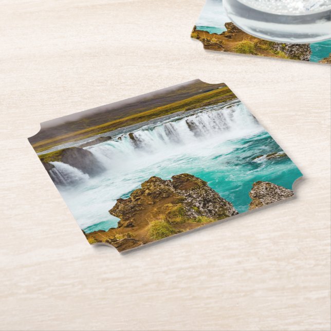 Godafoss waterfall, Iceland Paper Coaster (Angled)