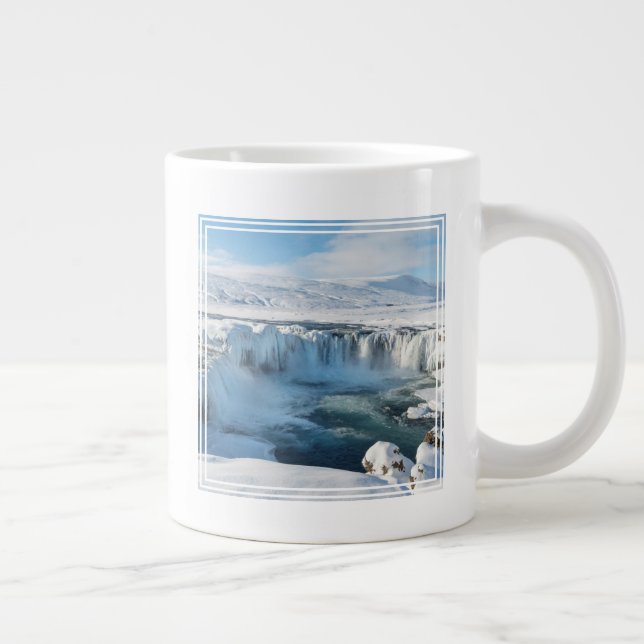 Godafoss Waterfall Landscape Large Coffee Mug (Right)