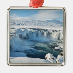 Godafoss Waterfall Landscape Metal Tree Decoration