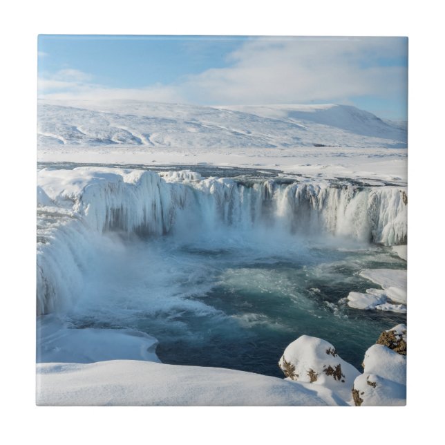 Godafoss Waterfall Landscape Tile (Front)