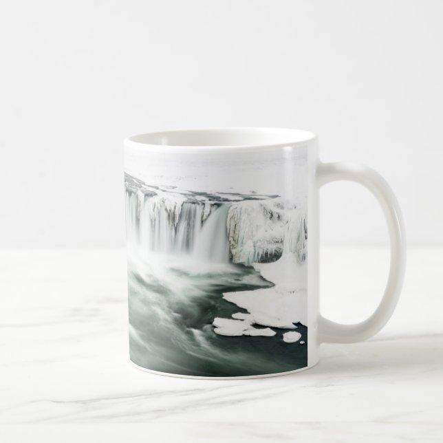 Godafoss waterfall, winter, Iceland Coffee Mug (Right)