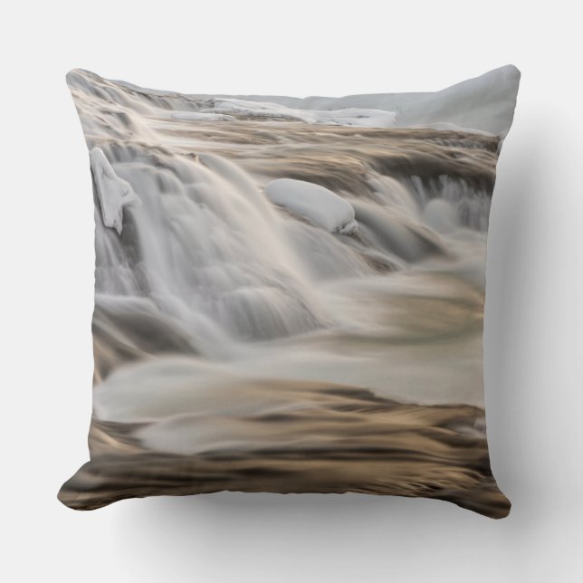 Godafoss waterfall, winter, Iceland Cushion (Front)