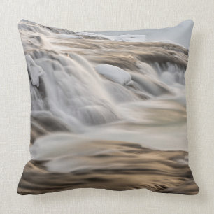 Godafoss waterfall, winter, Iceland Cushion