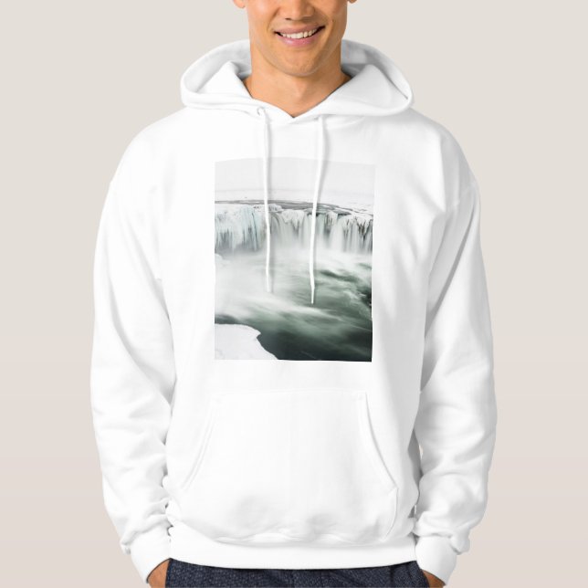 Godafoss waterfall, winter, Iceland Hoodie (Front)