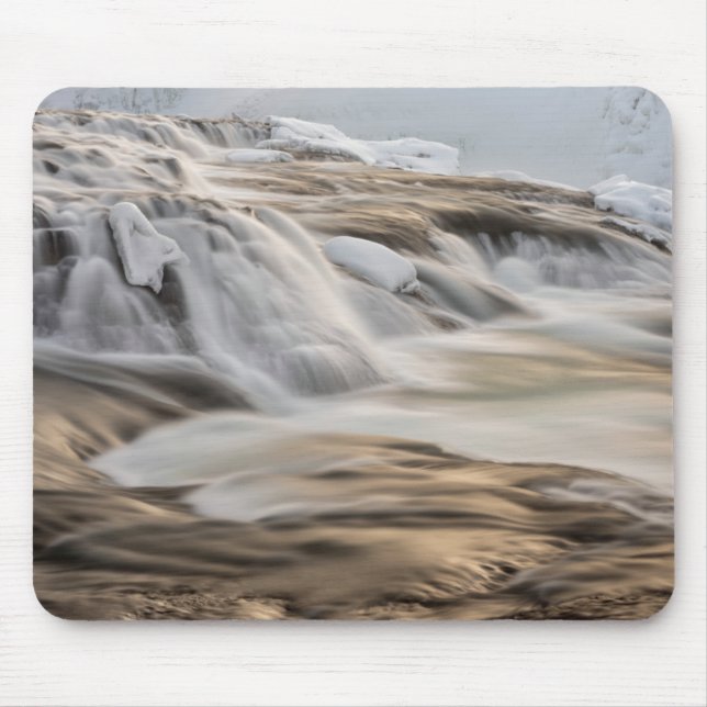 Godafoss waterfall, winter, Iceland Mouse Mat (Front)
