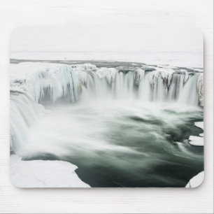 Godafoss waterfall, winter, Iceland Mouse Mat
