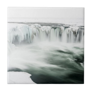 Godafoss waterfall, winter, Iceland Tile