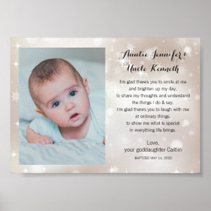 Godchild Photo Godparents Poem on Gold Stars Poster