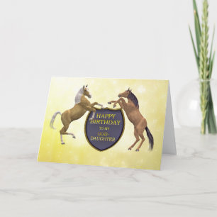 Goddaughter, a birthday card with rearing horses