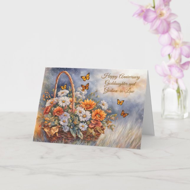 Goddaughter and Godson in Law Husband Anniversary  Card (Orchid)