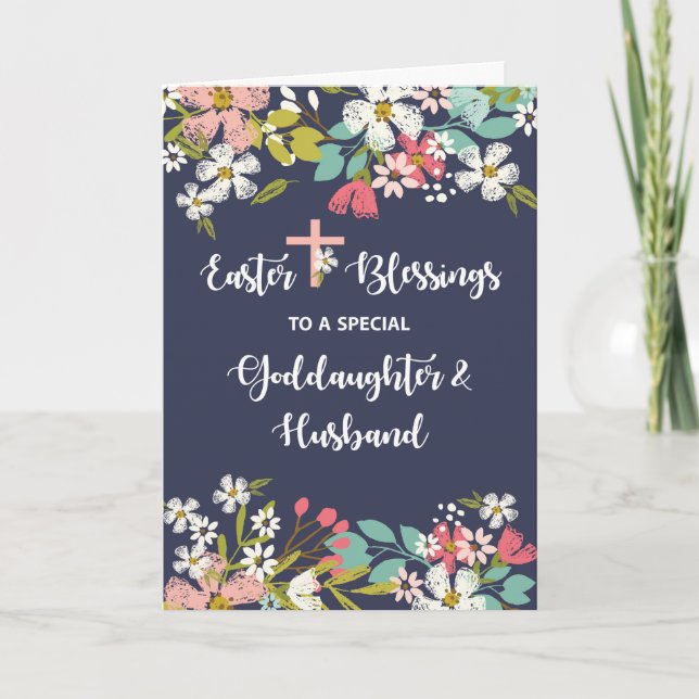 Goddaughter and Husband Easter Blessings of Risen Card (Front)