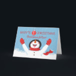 Goddaughter Baby First Christmas Snowman Card<br><div class="desc">Your sweet Goddaughter,  will be delighted,  just as this snowman is delighted with the joy of the snow! Wish her a happy first Christmas,  as you send her blessings.</div>
