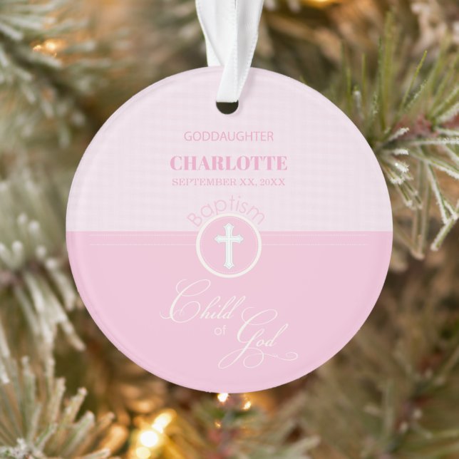 Goddaughter Baptism Pink Child of God Personalised Ornament (Tree)