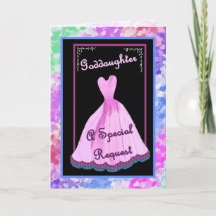 GODDAUGHTER - Be My Junior Bridesmaid PINK Dress Invitation