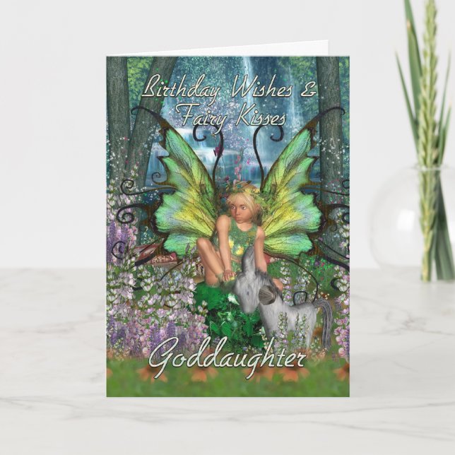 Goddaughter Birthday Card - Angelica Fantasy Woodl (Front)