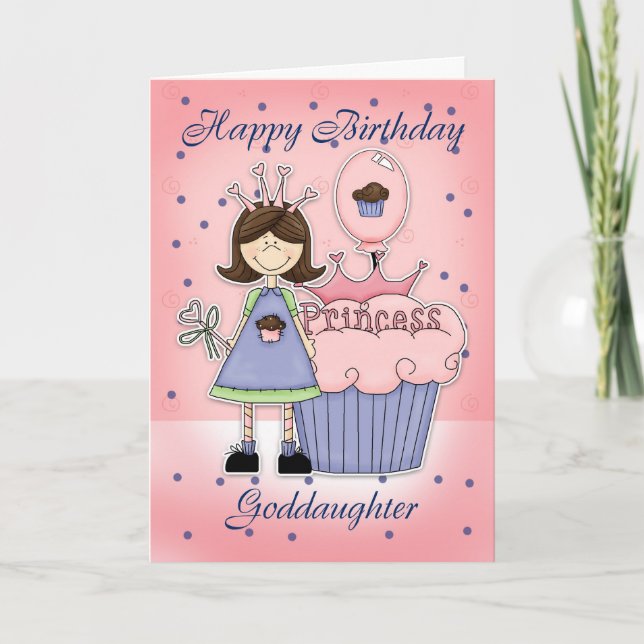 Goddaughter Birthday Card - Cupcake Princess (Front)