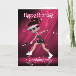 Goddaughter Birthday Card - Tennis