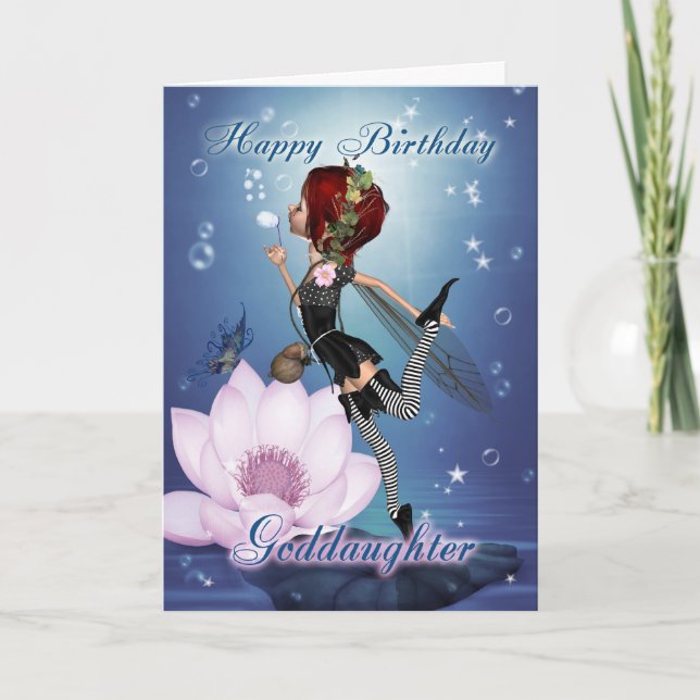 Goddaughter Birthday Card With Fantasy Water Fairy (Front)
