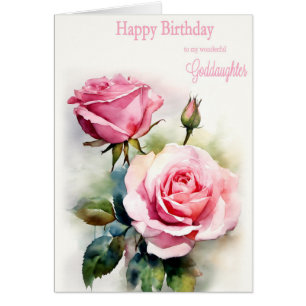 Goddaughter Birthday Roses Painted Watercolor