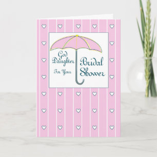 Goddaughter, Bridal Shower Pink Umbrella Thank You Card