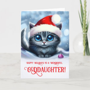 Goddaughter Christmas Holiday Cute Gray Card