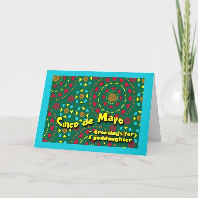 Goddaughter Cinco de Mayo Colourful Mosaic Card (Front)