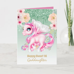 Goddaughter Cute Unicorn Birthday ANY AGE Card