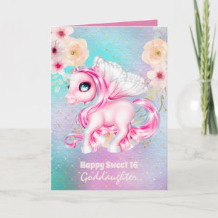 Goddaughter Cute Unicorn Birthday ANY AGE Card