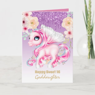 Goddaughter Cute Unicorn Birthday ANY AGE Card