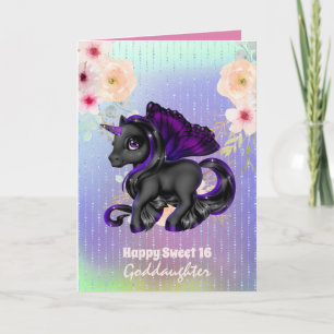 Goddaughter Cute Unicorn Birthday ANY AGE Card