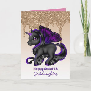 Goddaughter Cute Unicorn Birthday ANY AGE Card