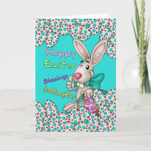 Goddaughter Easter Card With Easter Bunny And Eggs