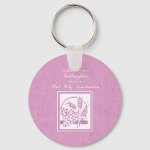 Goddaughter First Communion, Pink Key Ring