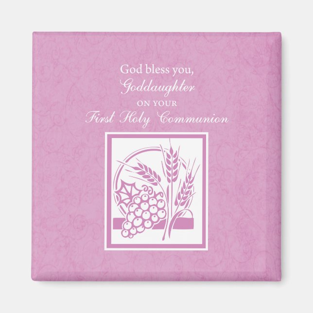 Goddaughter First Communion, Pink Magnet (Front)