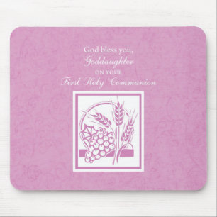 Goddaughter First Communion, Pink Mouse Mat