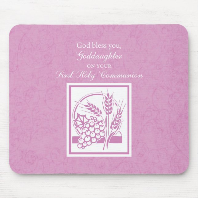 Goddaughter First Communion, Pink Mouse Mat (Front)
