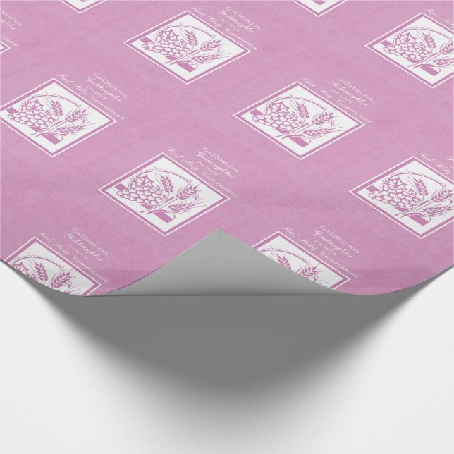 Goddaughter First Communion, Pink Wrapping Paper (Corner)