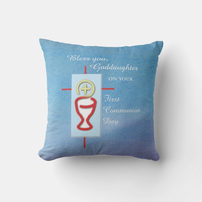 Goddaughter, First Holy Communion, Turquoise Cushion (Front)