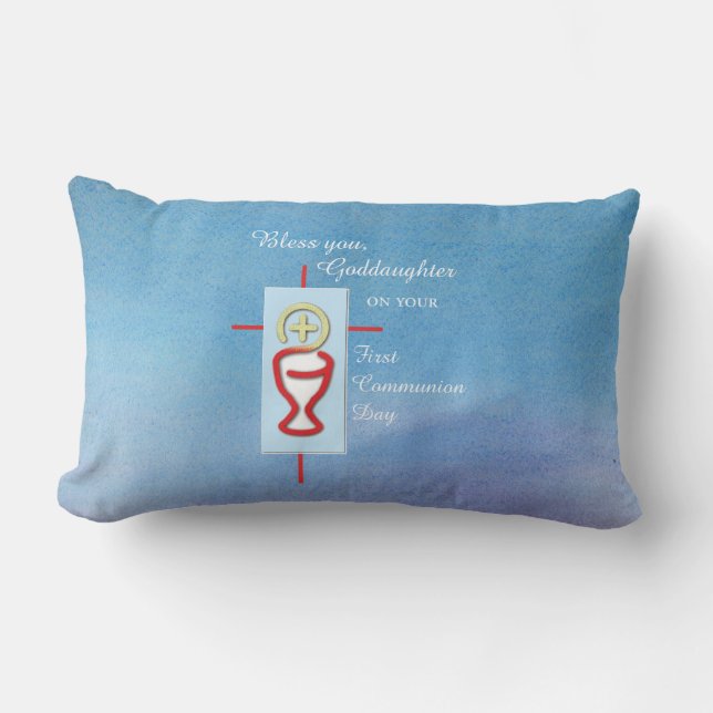 Goddaughter, First Holy Communion, Turquoise Lumbar Cushion (Front)