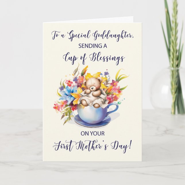 Goddaughter First Mothers Day Cup of Blessings Card (Front)