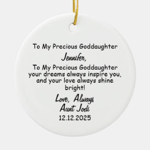 Goddaughter Gift, Christening Keepsake Ceramic Tree Decoration