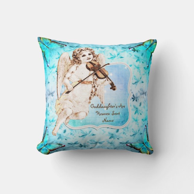 Goddaughter Gift Communion Baptism Angel Heaven Cushion (Front)