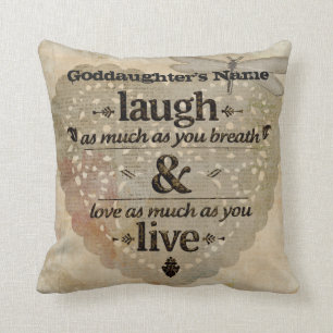 Goddaughter Gift Inspiring Angel Words Add Name Cushion