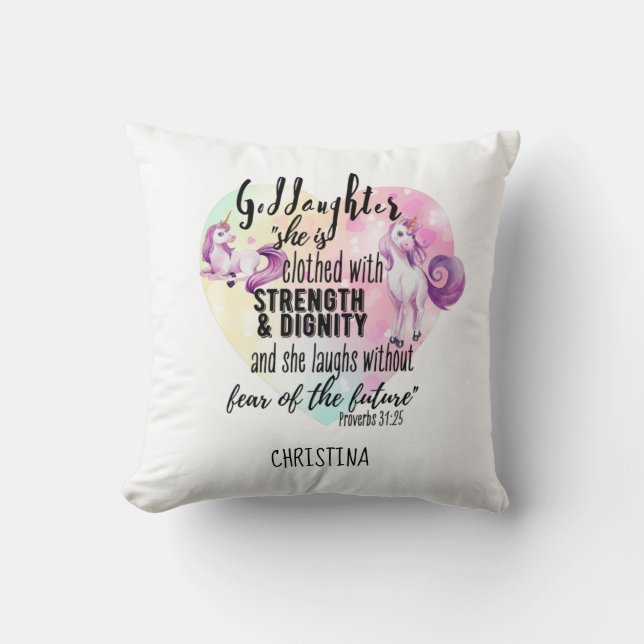Goddaughter Gift Motivational Encouragement NAMED Cushion (Front)