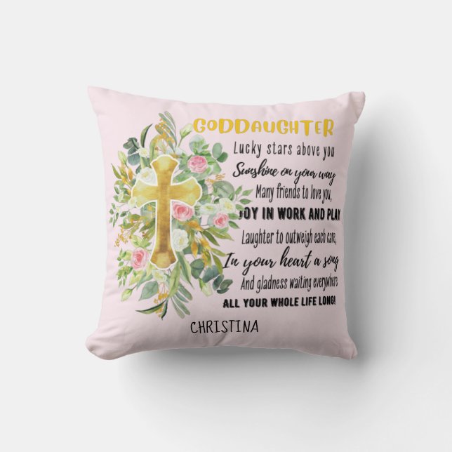 Goddaughter Gift Motivational Encouragement NAMED Cushion (Front)