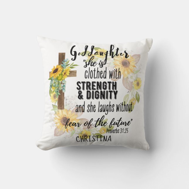 Goddaughter Gift Motivational Encouragement NAMED Cushion (Front)