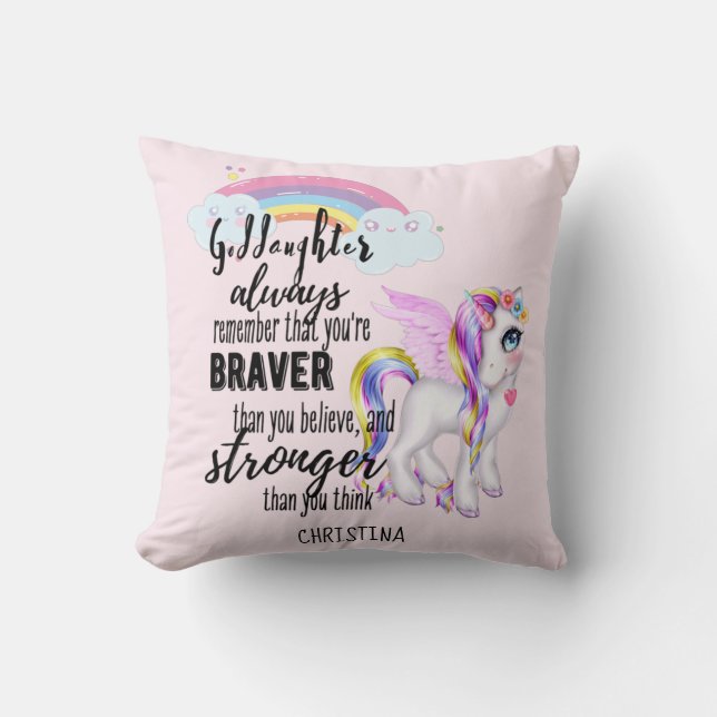 Goddaughter Gift Motivational Encouragement NAMED Cushion (Front)